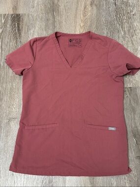 FIGS Women's V-Neck Tunic Top Mauve